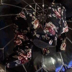 Floral Velvet Ankle Boots